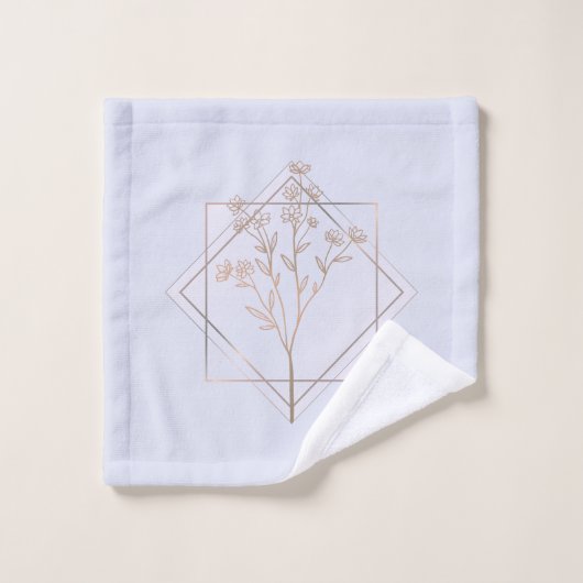 Lavendel grau mit goldfarbenem Blumendesign Badhandtuch Set (Waschlappen)