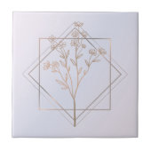 Lavendel grau mit goldfarbenem Blumendesign Fliese (Vorderseite)