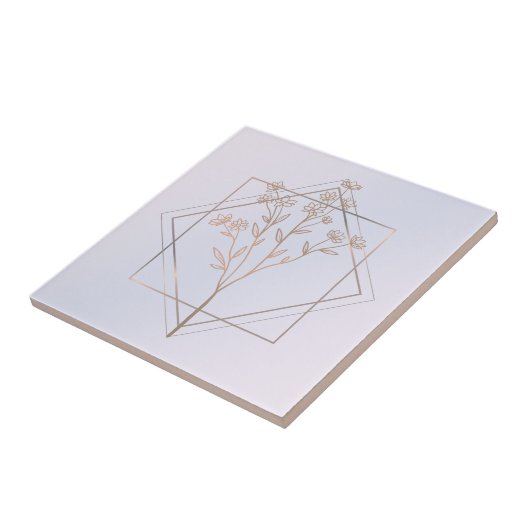 Lavendel grau mit goldfarbenem Blumendesign Fliese (Seite)