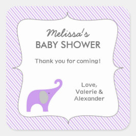 Lavendel graue Elefantenbaby Dusche Gefallen Viele Quadratischer Aufkleber