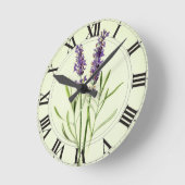 Lavendel Green Botanical Clockface Runde Wanduhr (Winkel)