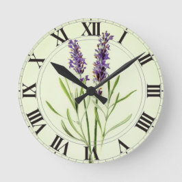 Lavendel Green Botanical Clockface Runde Wanduhr