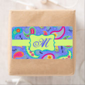 Lavendel Green Modern Paisley Pattern Monogram (Insitu)