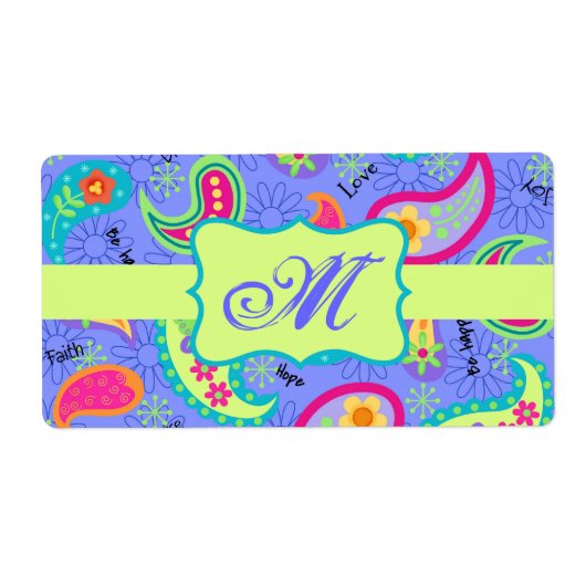 Lavendel Green Modern Paisley Pattern Monogram (Vorne)