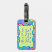 Lavendel Green Modern Paisley Pattern Monogram Gepäckanhänger (Rückseite vertikal)