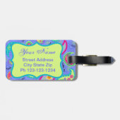 Lavendel Green Modern Paisley Pattern Monogram Gepäckanhänger (Rückseite horizontal)