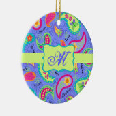Lavendel Green Modern Paisley Pattern Monogram Keramik Ornament (Rechts)
