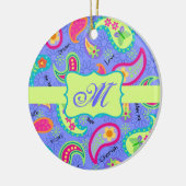 Lavendel Green Modern Paisley Pattern Monogram Keramik Ornament (Links)