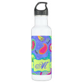 Lavendel Green Modern Paisley Pattern Monogram Trinkflasche (Vorderseite)