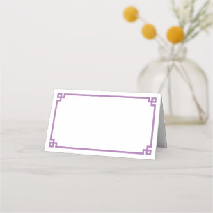 Lavendel-Griechische-Schlüssel-Rand-Hochzeit Platzkarte