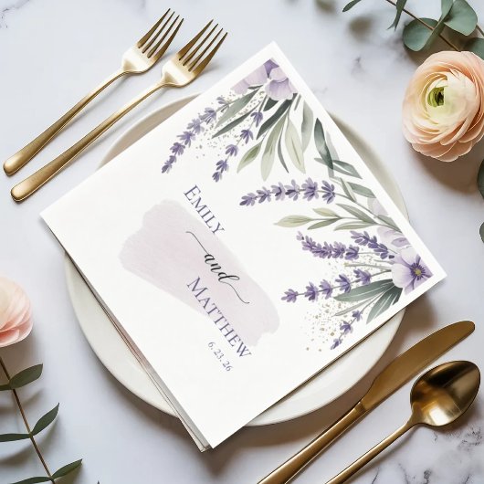 Lavendel-Grün-Blumen-Hochzeitsserviette Serviette