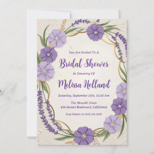 Lavendel-Grün-Purple-Blumen-Junggesellinnen-Abschi Einladung