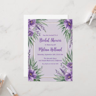 Lavendel-Grün-Purple-Floral-Brautjungfern-Einladun Einladung