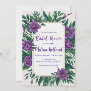 Lavendel-Grün-Purple-Floral-Brautjungfern-Einladun Einladung