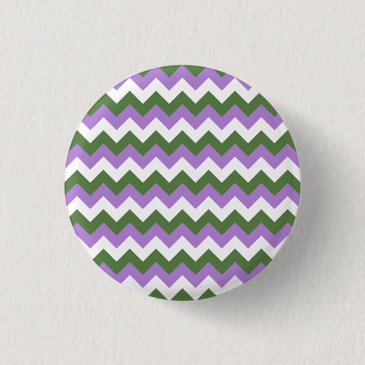 Lavendel, Grün und Weiß Zickzack Zigzag Button (Vorderseite)
