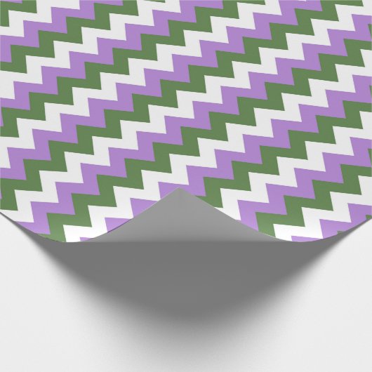 Lavendel, Grün und Weiß Zickzack Zigzag Geschenkpapier (Ecke)