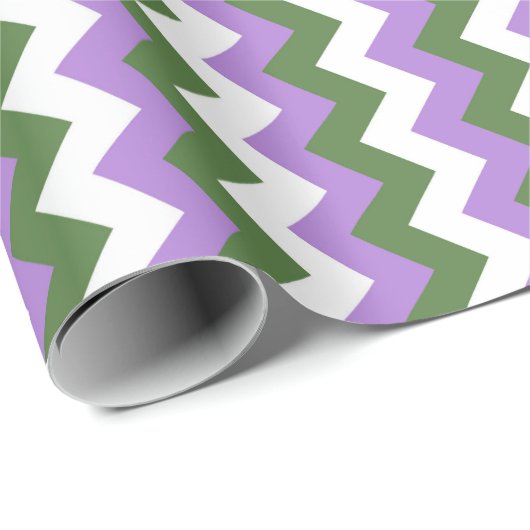 Lavendel, Grün und Weiß Zickzack Zigzag Geschenkpapier (Rolleneckpunkt)