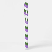 Lavendel, Grün und Weiß Zickzack Zigzag iPhone Hülle (Linke Seite)