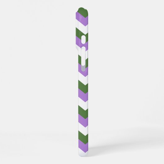 Lavendel, Grün und Weiß Zickzack Zigzag iPhone Hülle (Linke Seite)