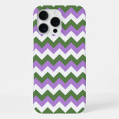 Lavendel, Grün und Weiß Zickzack Zigzag iPhone Hülle (Rückseite)