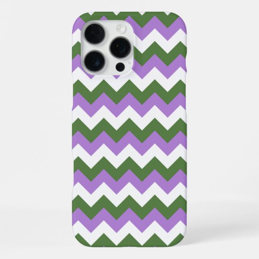 Lavendel, Grün und Weiß Zickzack Zigzag iPhone Hülle (Rückseite)