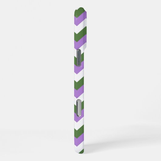 Lavendel, Grün und Weiß Zickzack Zigzag iPhone Hülle (Rechte Seite)