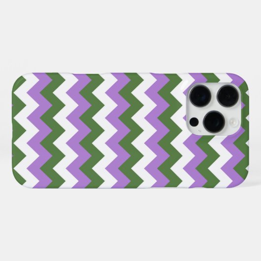 Lavendel, Grün und Weiß Zickzack Zigzag iPhone Hülle (Rückseite (Horizontal))