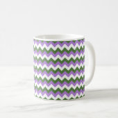 Lavendel, Grün und Weiß Zickzack Zigzag Kaffeetasse (VorderseiteRechts)