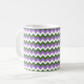Lavendel, Grün und Weiß Zickzack Zigzag Kaffeetasse (Vorderseite Links)
