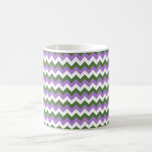 Lavendel, Grün und Weiß Zickzack Zigzag Kaffeetasse (Mittel)