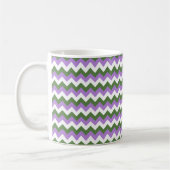 Lavendel, Grün und Weiß Zickzack Zigzag Kaffeetasse (Links)