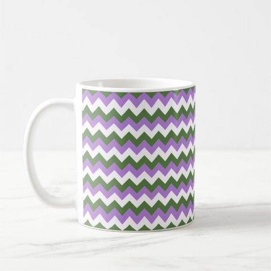 Lavendel, Grün und Weiß Zickzack Zigzag Kaffeetasse (Links)