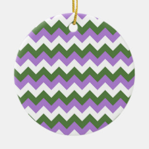 Lavendel, Grün und Weiß Zickzack Zigzag Keramik Ornament