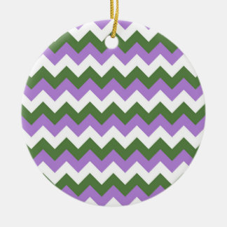 Lavendel, Grün und Weiß Zickzack Zigzag Keramik Ornament