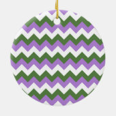 Lavendel, Grün und Weiß Zickzack Zigzag Keramik Ornament (Hinten)