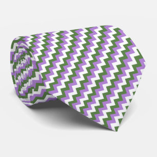 Lavendel, Grün und Weiß Zickzack Zigzag Krawatte