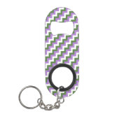 Lavendel, Grün und Weiß Zickzack Zigzag Mini Flaschenöffner (Vorderseite)