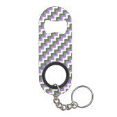 Lavendel, Grün und Weiß Zickzack Zigzag Mini Flaschenöffner (Rückseite)