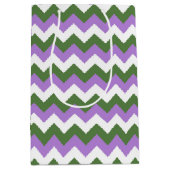 Lavendel, Grün und Weiß Zickzack Zigzag Mittlere Geschenktüte (Vorderseite)
