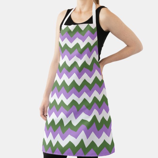 Lavendel, Grün und Weiß Zickzack Zigzag Schürze (InSitu)