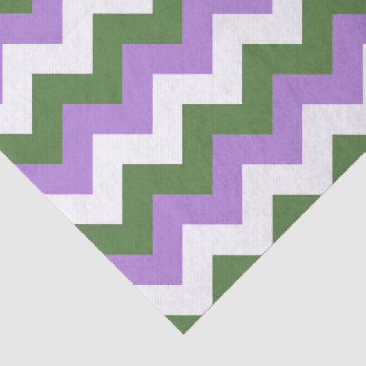 Lavendel, Grün und Weiß Zickzack Zigzag Seidenpapier (Detail)