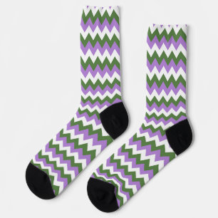 Lavendel, Grün und Weiß Zickzack Zigzag Socken
