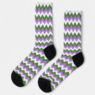Lavendel, Grün und Weiß Zickzack Zigzag Socken