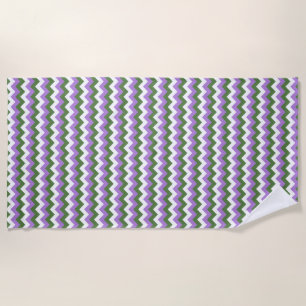 Lavendel, Grün und Weiß Zickzack Zigzag Strandtuch