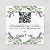 Lavendel Grüne QR Code Hochzeit RSVP Begleitkarte (Vorderseite)
