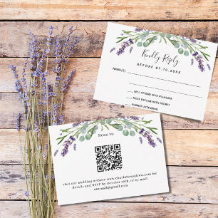 Lavendel Grüne QR Code Hochzeitsreaktion UAWG RSVP Karte