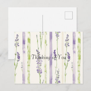 Lavendel-grüne Streifen Blumensträuße in Gedanken  Postkarte
