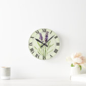 Lavendel grünes botanisches Clockface Runde Wanduhr (Zuhause)