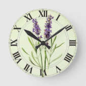 Lavendel grünes botanisches Clockface Runde Wanduhr (Vorderseite)