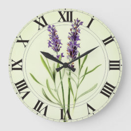 Lavendel grünes botanisches Clockface Runde Wanduhr